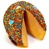 Milk Chocolate covered giant fortune cookie with birthday candies and bright confetti sprinkles
