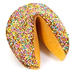 This classic pastel colored giant fortune cookie comes covered in milk chocolate and pastel confetti, perfect for almost any occasion.