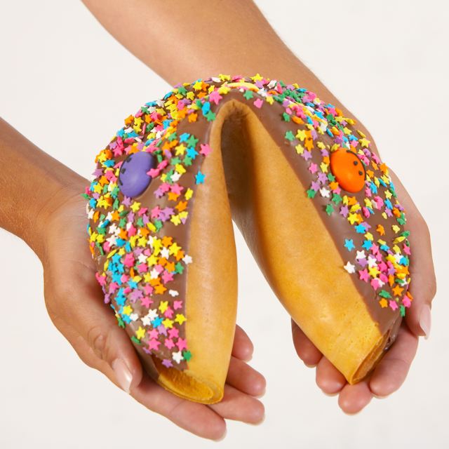 Giant fortune cookies need two hands to hold!