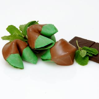 Mint chocolate covered fortune cookies full of good fortune!